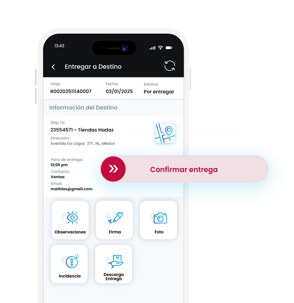 TMS Mobile App Screen